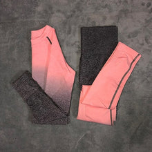 Load image into Gallery viewer, Women Yoga Set Gym Clothing Ombre Seamless Leggings+Cropped Shirts Workout Sport Suit Women Long Sleeve Fitness Set Active Wear