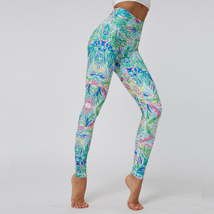 Female Plant Digital Print Fitness Yoga Leggings High Waist Hip Push Up Running Sports Yoga Leggings Sexy Outdoor Sport Leggings