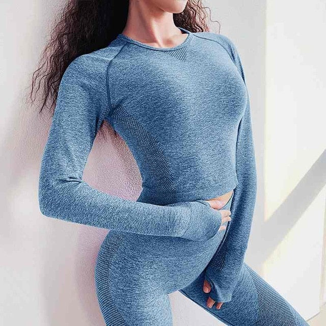 2 Piece Push Up Leggings And Top bra Yoga Set Tracksuit For Women Workout Gym Clothing Sport Clothes Gym Sets Women's SportsWear