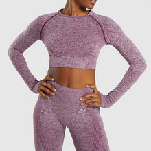Load image into Gallery viewer, Women Vital Seamless Yoga Set Gym Clothing Fitness Leggings+Cropped Shirts Sport Suit Women Long Sleeve Tracksuit Active Wear