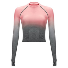 Load image into Gallery viewer, Women Two Piece Set Long Sleeve Tops Sport Suit Fitness Leggings Ombre Seamless Crop Tops Sportswear Sweatshirt Tracksuit Sets