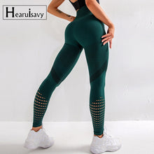 Load image into Gallery viewer, High waist seamless leggings for women hollow out gym legging super stretchy yoga pants fitness sport tights jogging trousers