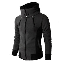 Load image into Gallery viewer, Men Hoodies Sweatshirts Winter Zipper Scarf Collar Sport Fleece Jackets Slim Fit Fake 2 Pieces Streetwear Plus Size Male Outwear