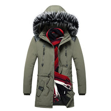 Load image into Gallery viewer, Winter Long Parkas Men Cotton Padded Brand Clothing Fashion Casual Slim Thick Warm Mens Coats Fur Hooded Overcoats Male Clothes