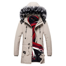 Load image into Gallery viewer, Winter Long Parkas Men Cotton Padded Brand Clothing Fashion Casual Slim Thick Warm Mens Coats Fur Hooded Overcoats Male Clothes