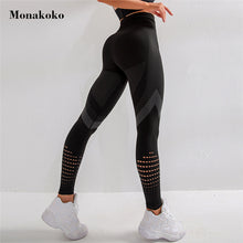 Load image into Gallery viewer, Seamless Sport Leggings Women Cotton Elastic Mesh Dry Fit Booty High Waist Fitness Yoga Pant Workout Gym Energy Push up Leggings