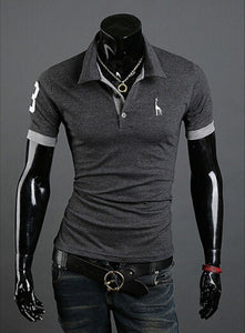 Summer Fashion Men Short-Sleeved Casual Style Fashion Short-Sleeved Top Popular Fashion Polo-shirt Solid Color Shirt