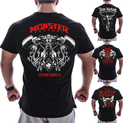 Gym Men's Muscle Short Sleeve T-shirt Tops Bodtbuilding Sport Fitness Tee