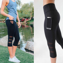 Load image into Gallery viewer, Sexy Women Yoga Leggings Capri Pants Leggings Sport Fitness Gym High Waist Mesh 3/4 Trousers FOU99