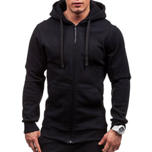 Load image into Gallery viewer, Men Fashion Hip Hop Pocket Zip Up Hooded Sweatshirt Casual Solid Long Sleeve Knitted Sport Sweatshirt Coat Outwear Jacket Tops