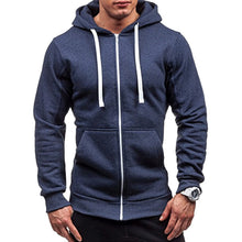 Load image into Gallery viewer, Men Fashion Hip Hop Pocket Zip Up Hooded Sweatshirt Casual Solid Long Sleeve Knitted Sport Sweatshirt Coat Outwear Jacket Tops