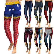 Load image into Gallery viewer, New 026 Comic Wonder Woman Superman Batman Prints Elastic Slim Fitness Workout Push Up Sexy Femme Pencil Pants Women Leggings