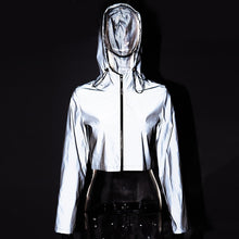 Load image into Gallery viewer, ZHYMIHRET 2019 Spring New Reflective Female Jacket Casual Sport  Hooded Short Coat Women Crop Top Casaco Feminino Manteau Femme