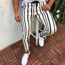 Load image into Gallery viewer, Men Casual Sport Pants Slim Fit Trousers Running  Stripe Sweatpants Men's Black Fashion Elastic Waist Pants Hip Hop Pants Homme