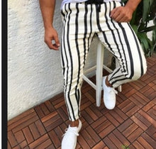 Load image into Gallery viewer, Men Casual Sport Pants Slim Fit Trousers Running  Stripe Sweatpants Men's Black Fashion Elastic Waist Pants Hip Hop Pants Homme