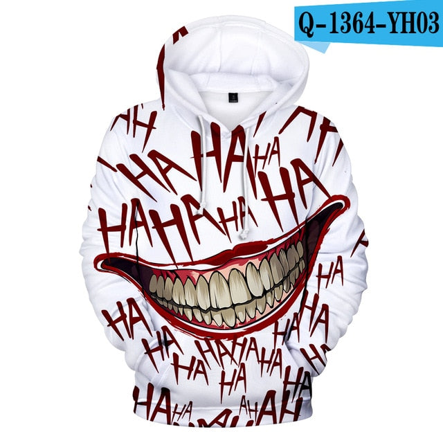 2019 haha joker 3D Print Sweatshirt Hoodies Men and women Hip Hop Funny Autumn Streetwear Hoodies Sweatshirt For Couples Clothes