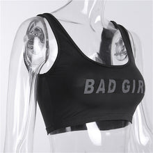 Load image into Gallery viewer, Women Summer Vest Top Letter Printed Sport Fitness U-Neck Sleeveless Tops 3M reflection Crop Top