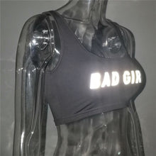 Load image into Gallery viewer, Women Summer Vest Top Letter Printed Sport Fitness U-Neck Sleeveless Tops 3M reflection Crop Top