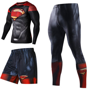 Superhero Compression Tracksuits Men's Sport Suit Quick Dry Running sets Clothes Sports Joggers Training Gym Fitness Man Set