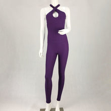 Load image into Gallery viewer, Women Sexy Pink Bodycon Jumpsuit Fitness Bandage Backless Bodysuit Chic Fashion Summer Female Stretch Workout Push Up Jumpsuit