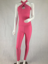 Load image into Gallery viewer, Women Sexy Pink Bodycon Jumpsuit Fitness Bandage Backless Bodysuit Chic Fashion Summer Female Stretch Workout Push Up Jumpsuit