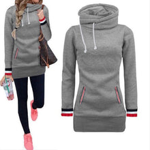 Load image into Gallery viewer, Black Ulzzang Sport Turtleneck Sweatshirt Women Warm Hooded Tunic Hoodies Slim Fit Poleron Mujer 2019 Bodysuit Red Stripe Hoodie