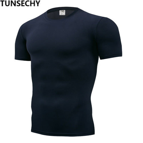 2019 men's fashion T-shirt men's casual compression tight T-shirt short sleeve plain sport T-shirt