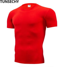 Load image into Gallery viewer, 2019 men&#39;s fashion T-shirt men&#39;s casual compression tight T-shirt short sleeve plain sport T-shirt