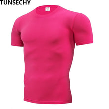 Load image into Gallery viewer, 2019 men&#39;s fashion T-shirt men&#39;s casual compression tight T-shirt short sleeve plain sport T-shirt