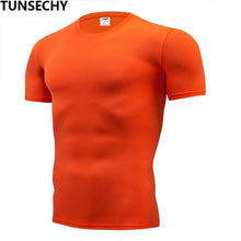 Load image into Gallery viewer, 2019 men&#39;s fashion T-shirt men&#39;s casual compression tight T-shirt short sleeve plain sport T-shirt