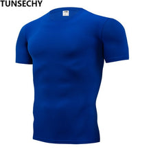 Load image into Gallery viewer, 2019 men&#39;s fashion T-shirt men&#39;s casual compression tight T-shirt short sleeve plain sport T-shirt