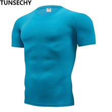 Load image into Gallery viewer, 2019 men&#39;s fashion T-shirt men&#39;s casual compression tight T-shirt short sleeve plain sport T-shirt