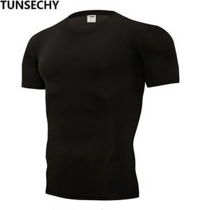 2019 men's fashion T-shirt men's casual compression tight T-shirt short sleeve plain sport T-shirt