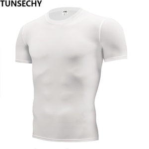 2019 men's fashion T-shirt men's casual compression tight T-shirt short sleeve plain sport T-shirt