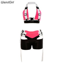 Load image into Gallery viewer, Weirdgirl Women Sets Two Pieces Sleeveless Hollow Out Solid Short Fitness Cropped Sling Tank Tops And Shorts For Sexy Female