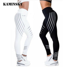 Load image into Gallery viewer, Kaminsky New Woman Fitness Leggings Light High Elastic Shine Leggins Workout Slim Fit Women Pants Black Trousers Leggings